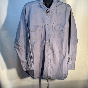 St Johns Bay Shirt Mens XXL Blue Button Up Long Sleeve Cotton Casual